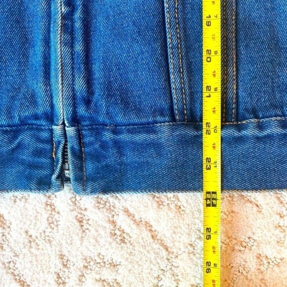 Bill Blass zip front three button sleeve jean jacket retro button pocket. - Picture 5 of 9